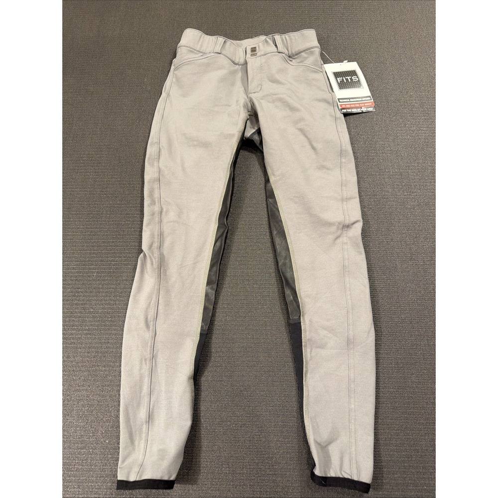New FITS Free Flex Full Seat Zip Front Riding Breeches Womens Stone Gray Small‎